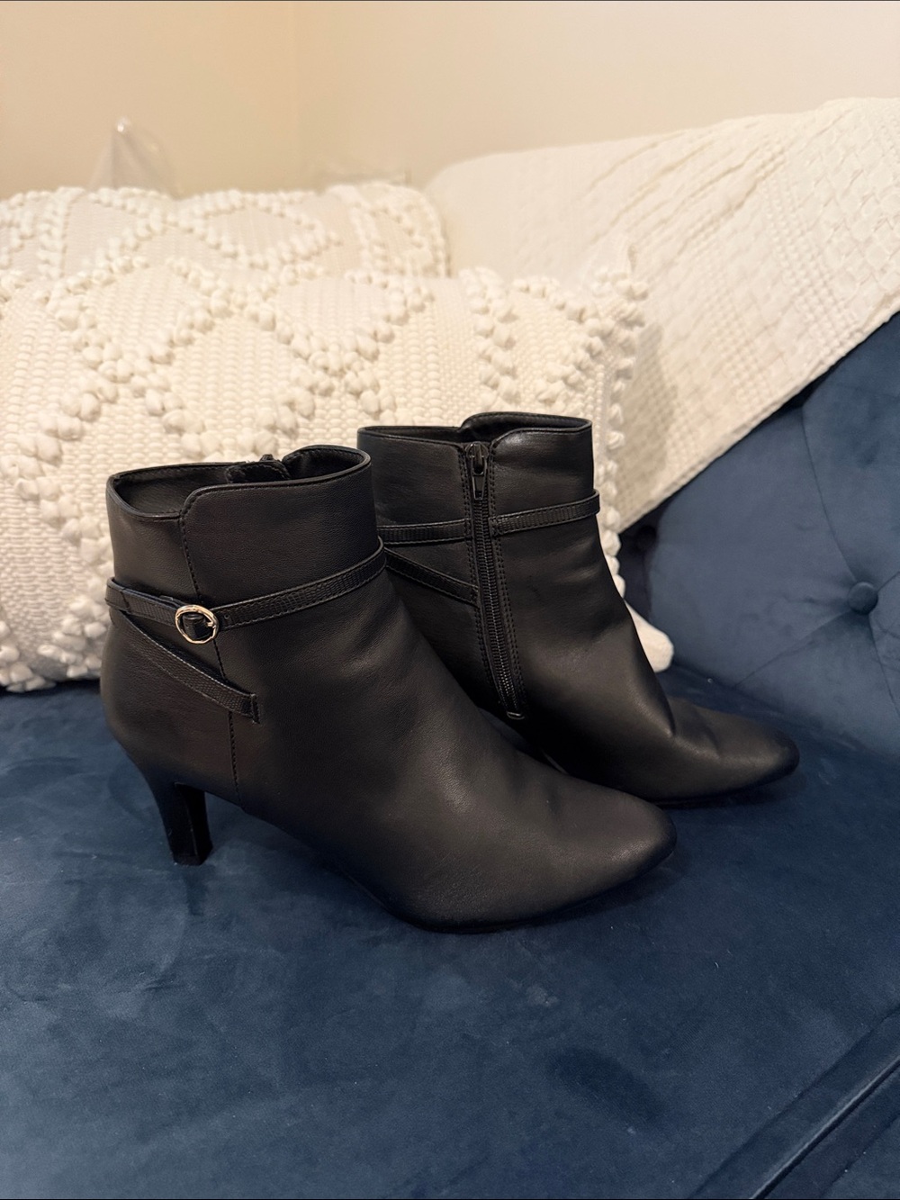 Life Stride Black Side-Buckle Ankle Booties